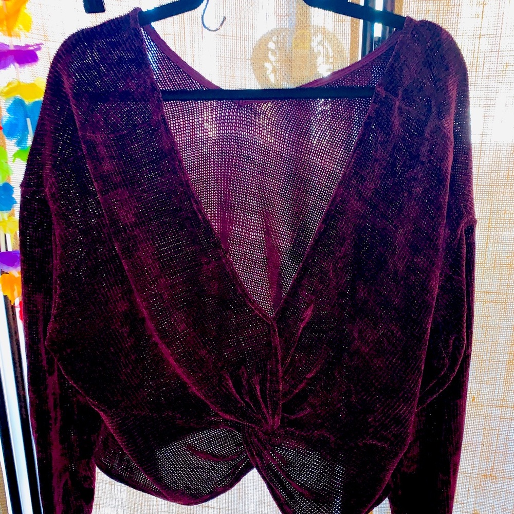 Plum low cute crossover sweater